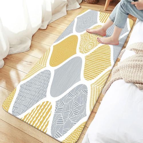JAWO Yellow and Grey Paisley Bath Mat - Image 3