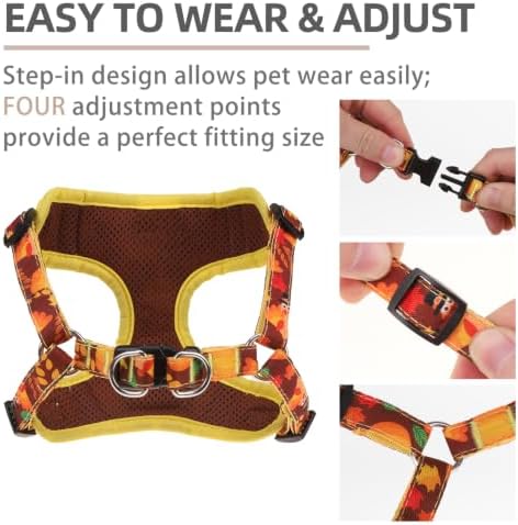 PUPTECK Thanksgiving Dog Harness and Leash Set Small Sized, Step in No Pull - Image 3