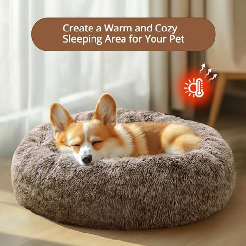 JOLLYVOGUE Calming Dog Bed Medium Size Dog, 31in Donut Washable Medium Pet Bed - Image 4