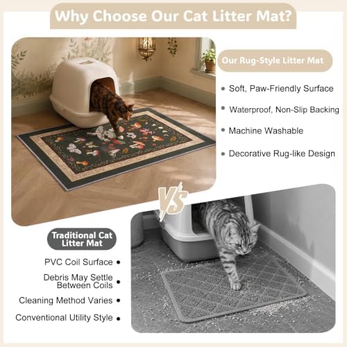 Bienbee Cat Litter Mat, 2 Pack 33" x 22" Machine Washable - Image 2