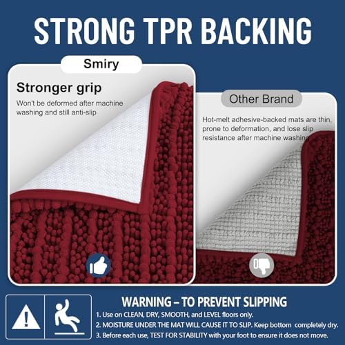 Smiry Bathroom Rugs 48X32, Extra Soft Rubber Backing Chenille Bath Mats - Image 3