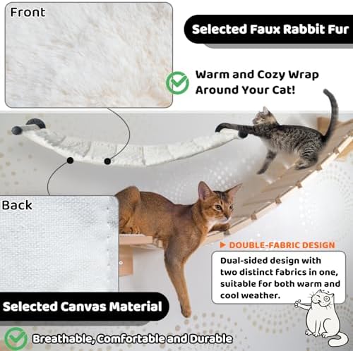 Cat Hammock Wall Mounted, Wall Mounted Cat Shelves, 35.43 x 12.99 in - Image 4