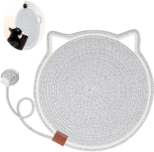 Cat Scratcher Mat, Natural Cotton Rope Cat Scratch Pad, 15.7'' Round Horizontal by LetalongPetSupplies