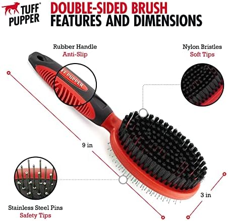 Tuff Pupper Double Sided Dog Brush, Detangling Tool - Image 5