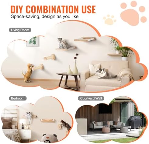 VEVOR Wall Mounted Cat Shelves, Cat Wall Shelves and Perches - Image 6