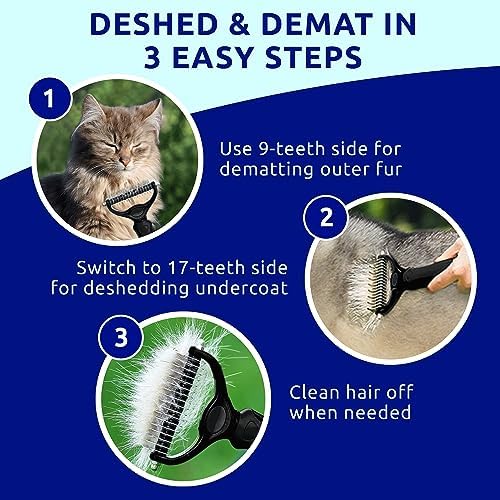 Pat Your Pet Deshedding Brush & Metal Comb Grooming Combo - Image 4