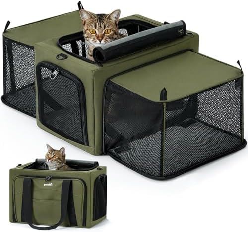 Pecute Cat Carrier Expandable, Stable Pet Carrier by pecute