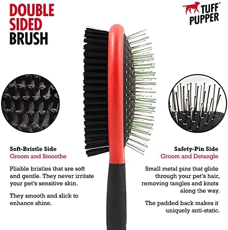Tuff Pupper Double Sided Dog Brush, Detangling Tool - Image 3