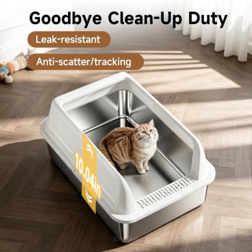 High-Sided Stainless Steel XL Cat Litter Box - Image 7