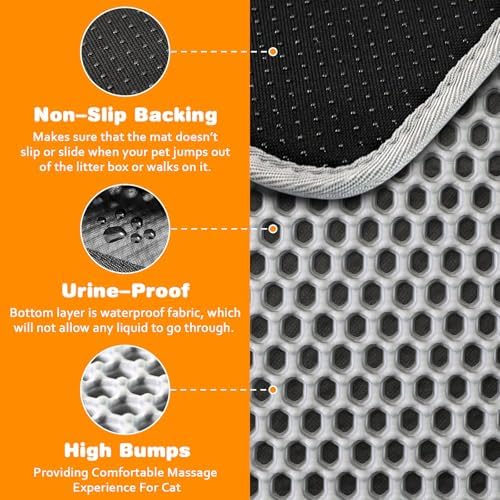 Cat Litter Mat 22"x30", Double Layer EVA litterbox Mat - Image 4