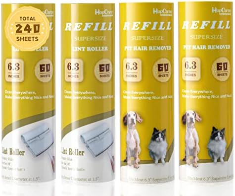 Lint Roller Refills 6.3", 240 Sheets, Extra Sticky, Two-Color Easy Tear-Off by HapChron