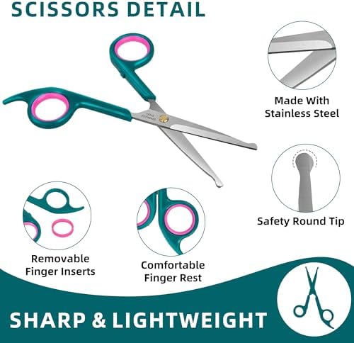 Professional Pet Grooming Kit, Stainless Steel Dog & Cat Grooming Shears - Image 3