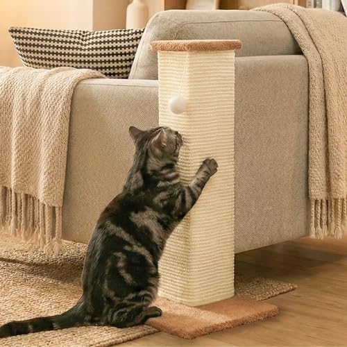 PETKARAY Couch Corner Cat Scratcher, 28.5" Sisal Scratching Post by PETKARAY