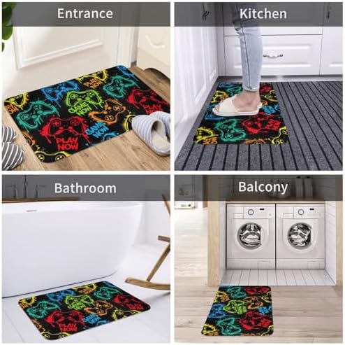 Colorful Game Joysticks Bath Mat 24x16 Inch Non-Slip Soft Microfiber Bathroom - Image 7