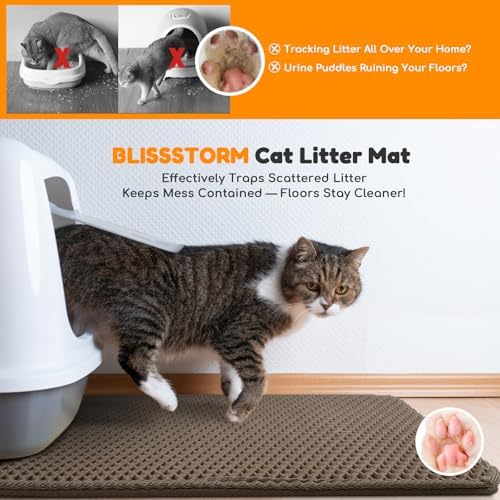 Cat Litter Mat 24"x16", Double Layer EVA Litterbox Mat Brown - Image 6