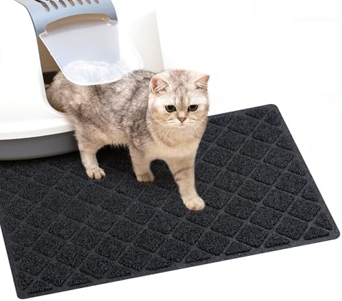 Cat Litter Box Mat, 23 x 14 In, Trapping Mat Premium Durable PVC Pad by BOOMIBOO