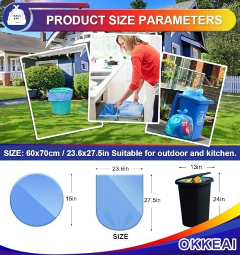OKKEAI 8 Gallon Kitchen Trash Bags, 30L Blue Garbage Bags - Image 2
