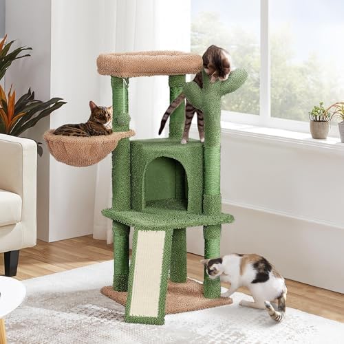 Yaheetech 42in Green Cactus Cat Tree Tower - Image 2