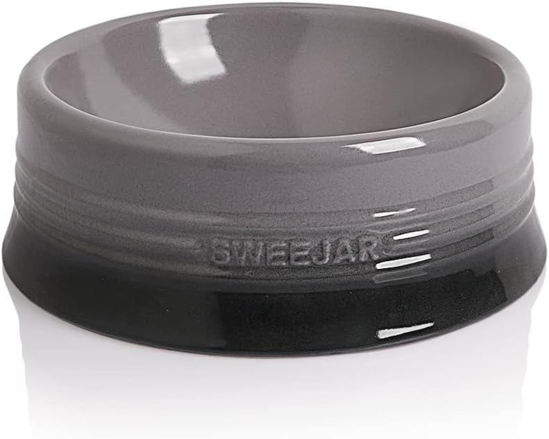 Sweejar Gradient Dog Bowl, Ceramic Dog Food Dish for Large Dogs and Large Cat, Porcelain Pet Bowl for Food and Water 32 oz (Gradient Grey)