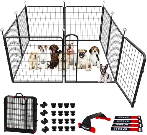 Portable Dog Crates & Playpen, Easy-Carry Straps by IGOOUO