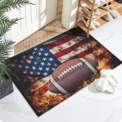 Fire American Football Bath Mat by VisittheDuibelproduct