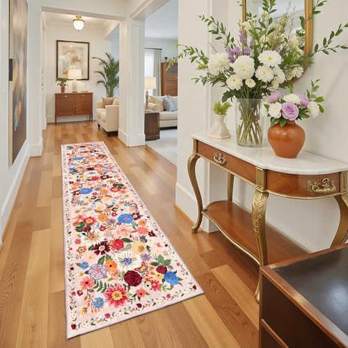 Blush Floral Hallway Runner Rug - Image 6