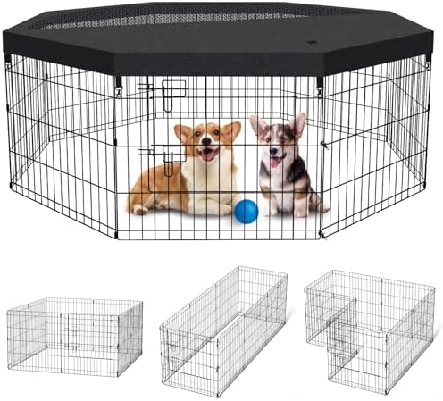 Artmalle 24"H Dog Playpen, 8 Panel Rustproof Metal Pen by Artmalle