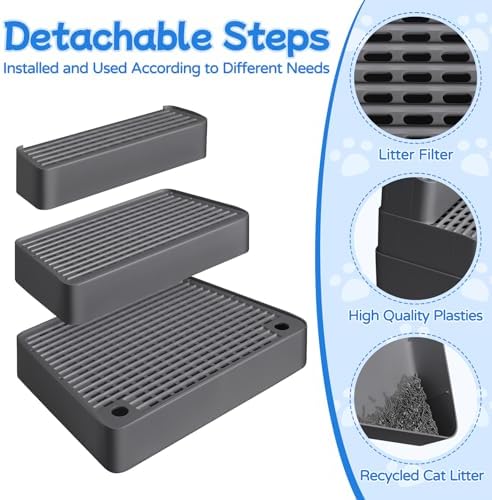Extra Large 3 Steps Litter Box Ramp, Adjustable Cat Litter Box Step - Image 3