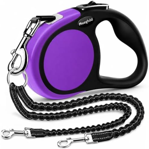 Double Retractable Dog Leash for Two Dogs, Combined Weight Up to 110 lbs – 18.6 by MEEGOOD