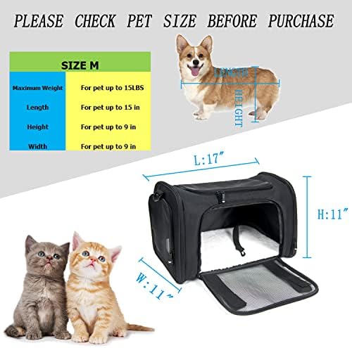 Soft Sided Carrier for Small Medium Cats Dogs, TSA Airline Approved Collapsible - Image 4
