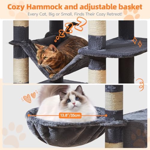 Taoqimiao Large Cat Tree, 73 in Tall Cat Tower - Image 5