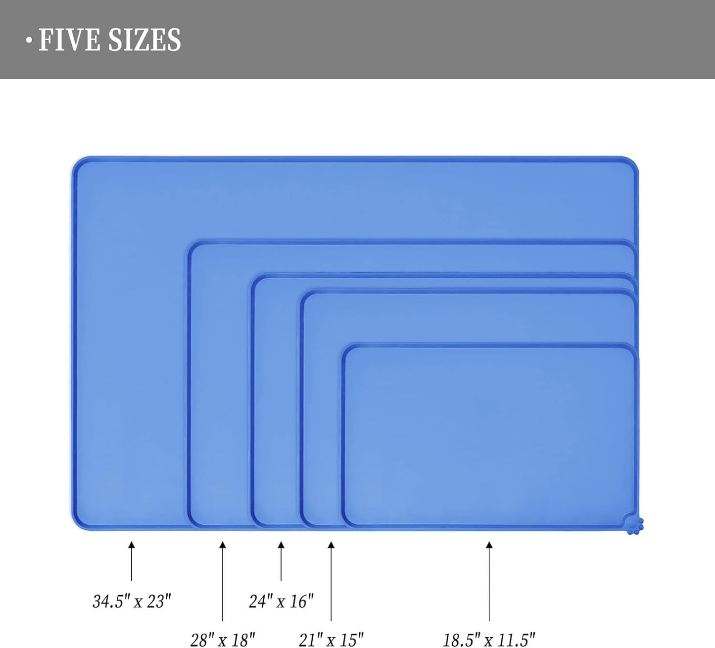 Waterproof Pet Feeding Mat with High Raised Edges, Heavier and Thicker Placemats for Cat Dog Water Bowl with BPA Free, Dogs Cats Food Mats for Messy Drinkers to Prevent Spill and Protect Floors