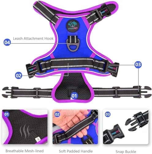 PHOEPET Upgraded No Pull Dog Harness, Reflective Adjustable Vest - Image 4