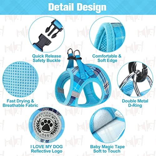BEAUTYZOO Small Dog Harness and Leash Set, No Pull Puppy Pet Vest- Blue - Image 3