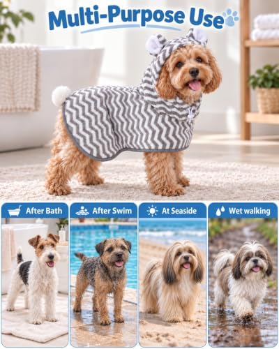 SHERCHPRY Dog Bathrobe Absorbent Microfiber Pet Drying Robe - Image 4