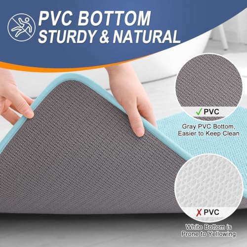 OLANLY Thick Memory Foam Bathroom Rugs 30x20, Absorbent Bath Mat, Sky Blue - Image 4