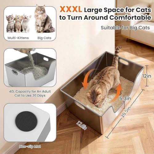2 Pack XXL Stainless Steel Litter Box - Image 3