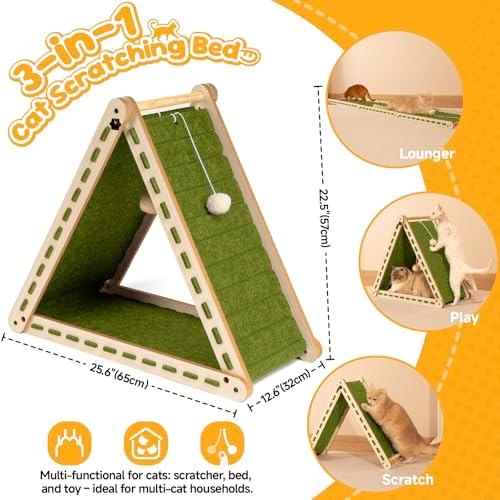 Felt Cat Scratcher for Indoor Cats, Foldable Triangle - Image 4
