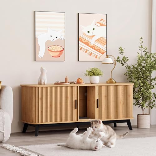 Cat Litter Box Furniture for 2 Cats by STMHOM