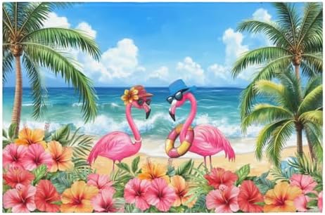 Giwawa Summer Flamingos Bath Rug Tropical Beach Extra Soft Shower Mat 24x35 by Giwawa