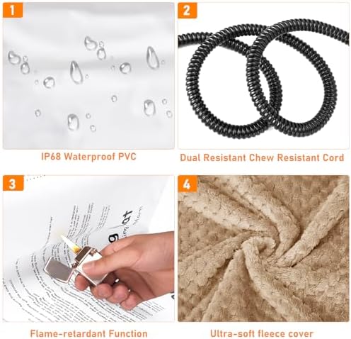 INVENHO Heated Dog Bed, Waterproof Adjustable Temperature Dog Cat Heating Pad - Image 7