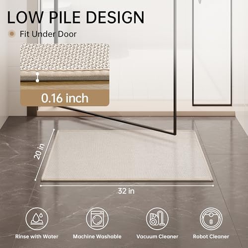 Mecko 20"x32" Bath Mat, Absorbent Quick Dry Bathroom Floor Mats Oatmeal - Image 2