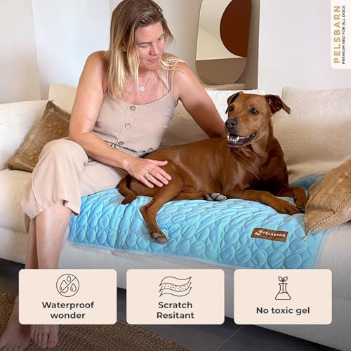 Pelsbarn Dog Cooling Mat, Ice Silk Self-Cooling Pad, Light Blue - Image 4
