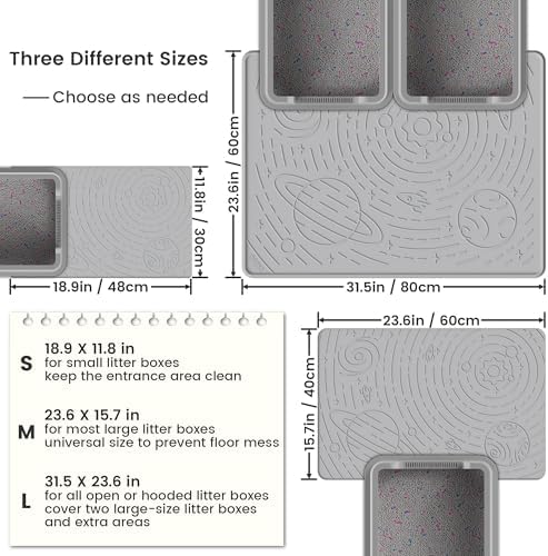OHMO Cat Litter Mat Large Litter Box Mat, 31.5x23.6 Light Grey, Premium - Image 2