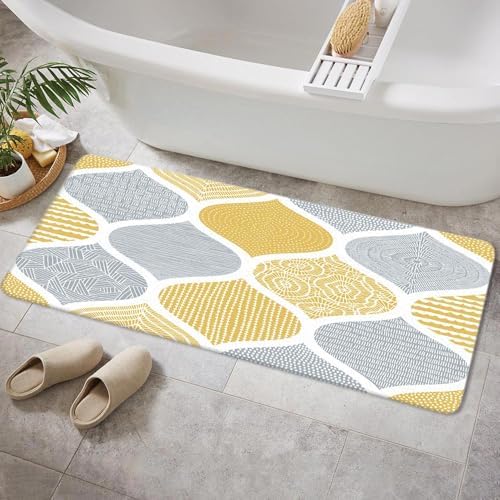 JAWO Yellow and Grey Paisley Bath Mat by JAWO