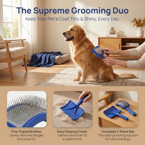 dog undercoat rake, Pet Slicker Brush - Image 5