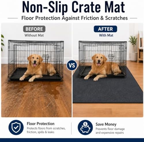 23.6" X 47.2" Mat for Under Dog Crate, Waterproof Dog Crate Mat - Image 5