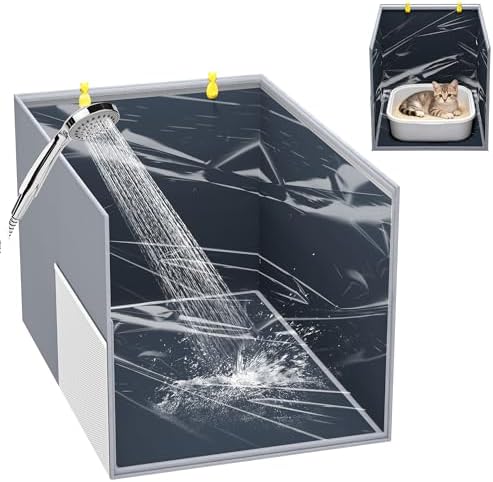 Aokeyee Gray Waterproof High Side Cat Litter Box Enclosure Splash Guard by Aokeyee