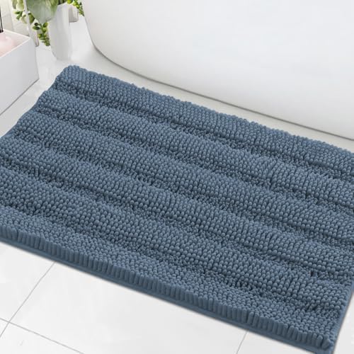 H.VERSAILTEX Bath Mats for Bathroom Non Slip Thick Chenille Striped Bath Rug by HVERSAILTEX