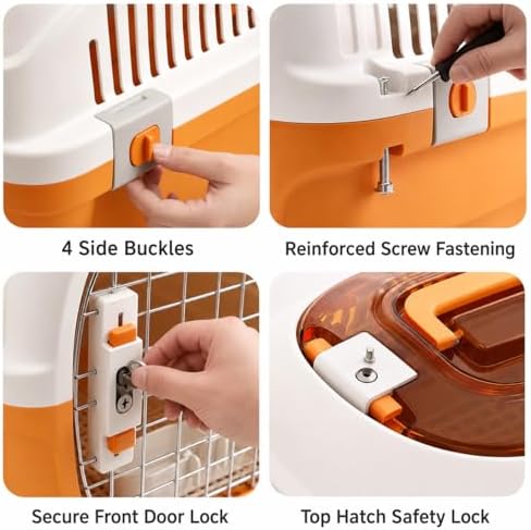 Hard Cat Carrier for Large Cats up to 20 lbs, Top Loading Plastic Pet Travel - Image 3